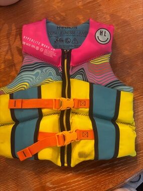 Hyperlite Youth Colorblock Swim Vest - Pink/Yellow/Blue